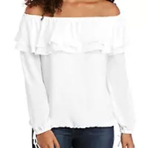 Michael Kors white off shoulder ruffle top